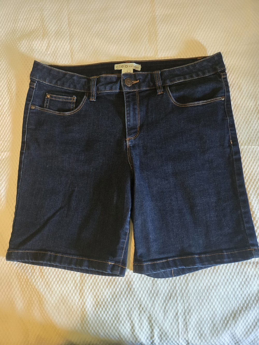 Cleo Petites Women's Dark Blue Denim Bermuda Shorts Sz 10